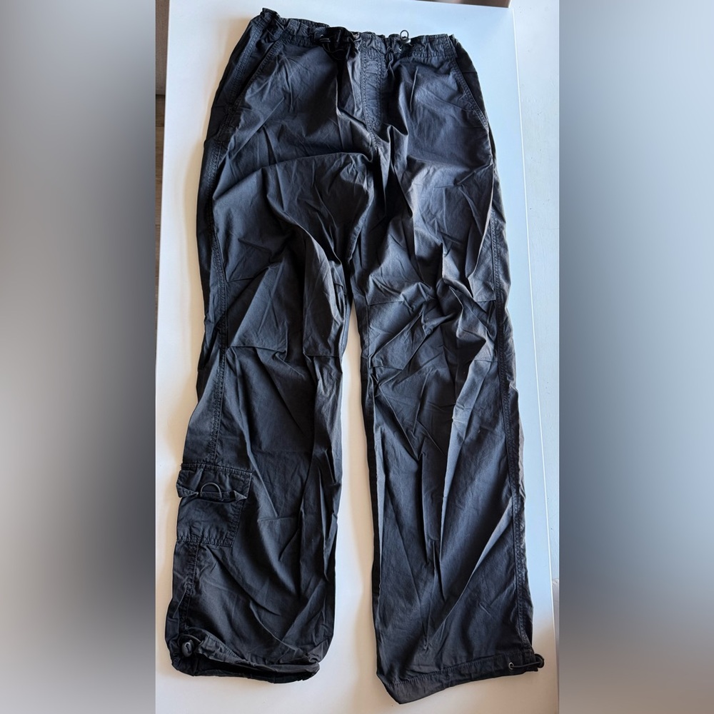 Garage black parachute pants